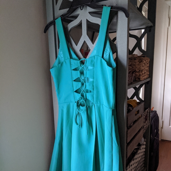 Like New Adelyn Rae Lace Up Back Corset Dress Teal - Picture 3 of 7